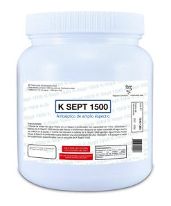 K Sept 1500 ppm Trocloseno de Sodio NaDCC bote con 10 tabletas efervescentes