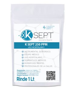 K Sept 250 ppm Trocloseno de Sodio NaDCC  sobre con 1 tableta efervescente para 1 litro