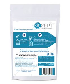Alternative view of K Sept 250 ppm Trocloseno de Sodio NaDCC  sobre con 1 tableta efervescente para 1 litro