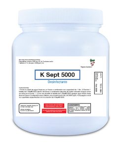 K Sept 5000 ppm Trocloseno de Sodio NaDCC bote con 10 Tabletas efervescentes